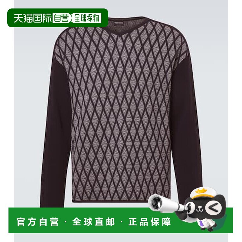 香港直邮armani 阿玛尼 男士 羊毛羊绒提花毛衣 blue蓝色 舒适时