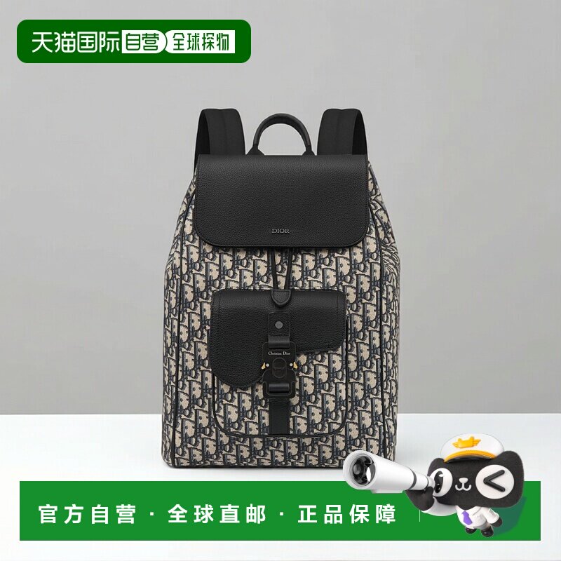 欧洲直邮CHRISTIANDIOR迪奥男士马鞍双肩背包牛皮双肩包