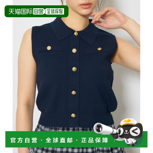 rienda 女装 无袖针织上衣 金色纽扣设计 110JSA702801