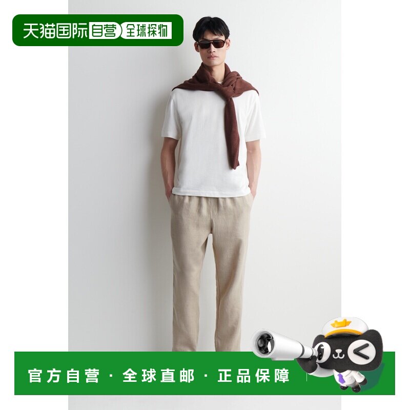 自营欧洲直邮COS 男士沙色亚麻可调节腰部锥形常规裤裤子休闲裤图片