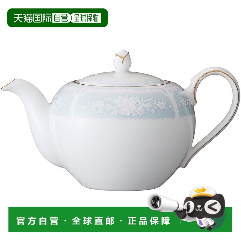 【日本直邮】Noritake 茶壶 520cc 蕾丝木金蓝色细瓷 T94423/1507