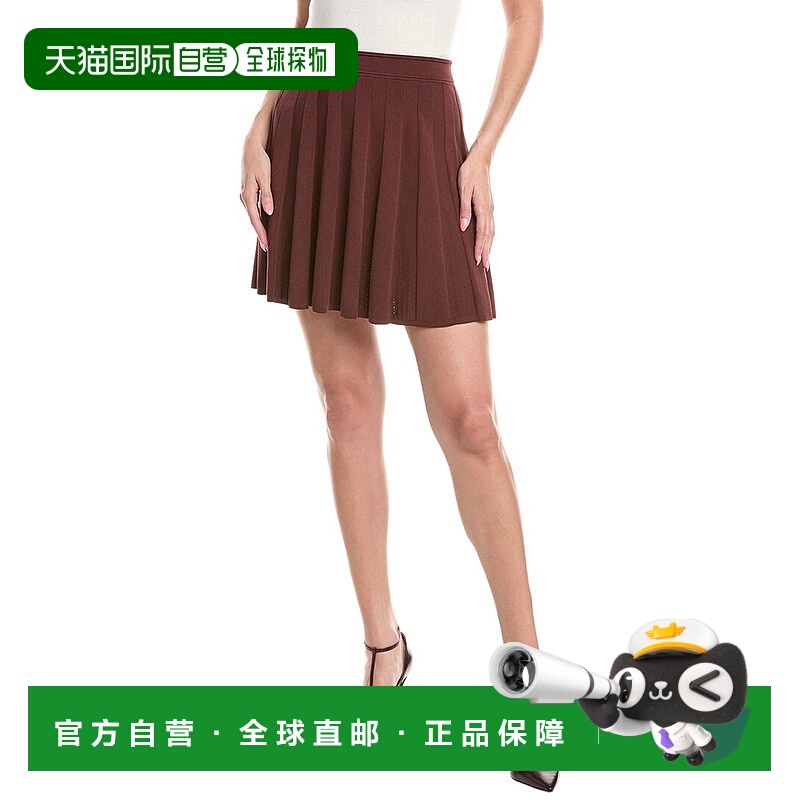 自营 sandro桑德罗短裙-棕色 美国奥莱直发半身裙百褶裙a字裙