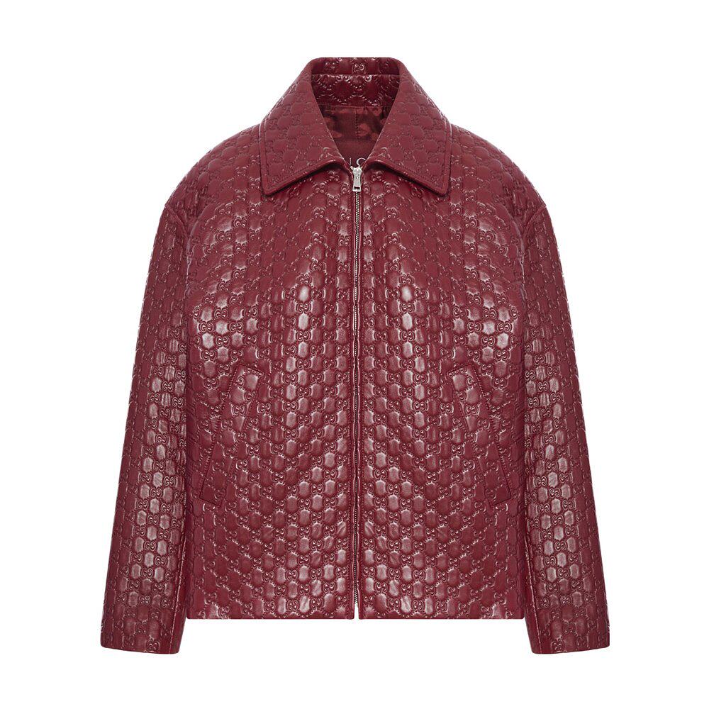 GUCCI 女士西服 834306XNA4F6052 AW2025 红色 长袖皮夹克