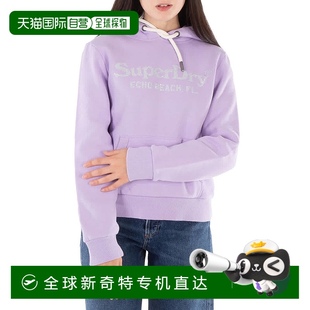 美国奥莱 薰衣草色 直发 superdry干金属场地标志连帽衫 自营