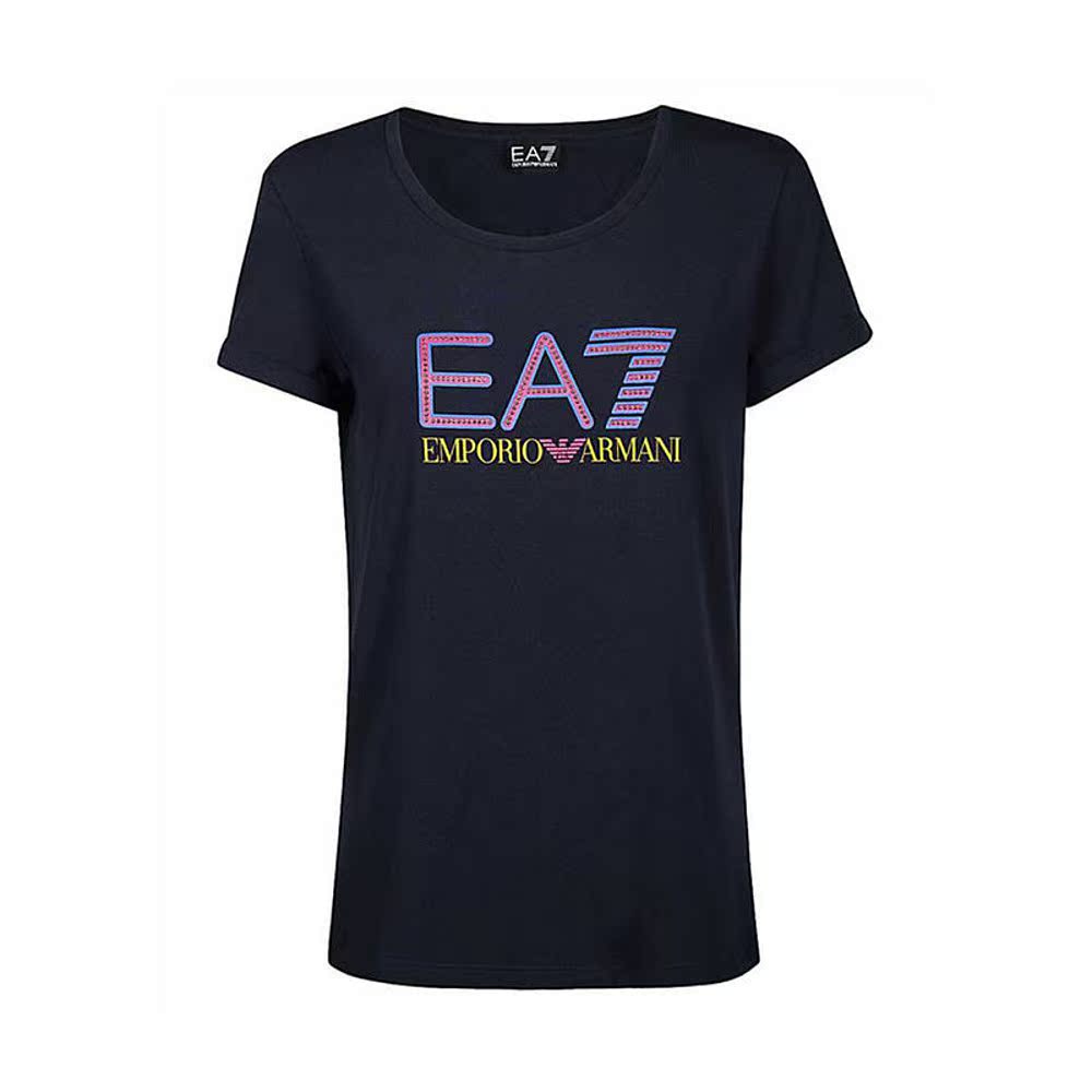 香港直邮Armani阿玛尼女士T恤LOGO烫钻棉质短袖休闲3HTT30J12Z