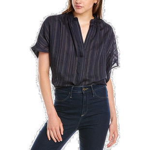 自营 Vince Drapey 褶皱秋款衬衫 蓝色 美国奥莱直发