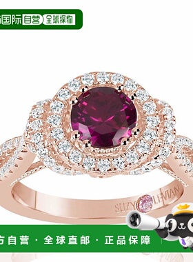 自营 Suzy Levian Rose 纯银打造红宝石和白色立方氧化锆周年纪念