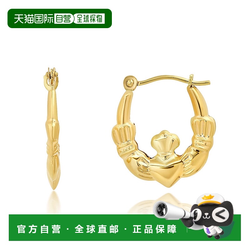 自营 max + stone纯 14K 黄金 16 毫米克拉达圈形耳环，带按扣闭