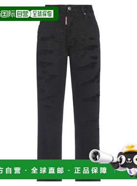 1h可退 香港直邮潮奢 Dsquared2 二次方 女士 直筒裤 black黑色