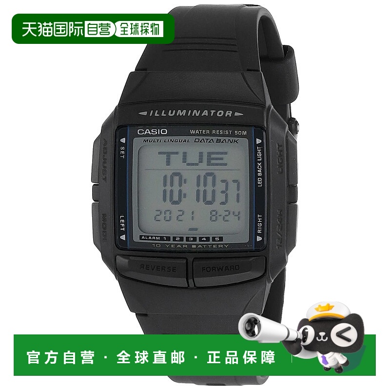 自营casio卡西欧复古石英数据库男士手表-黑色 美国奥莱直发