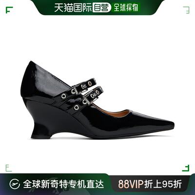 香港直邮潮奢 GANNI 甘尼 女士 黑色 Eyelets Low Wedge 高跟鞋 S