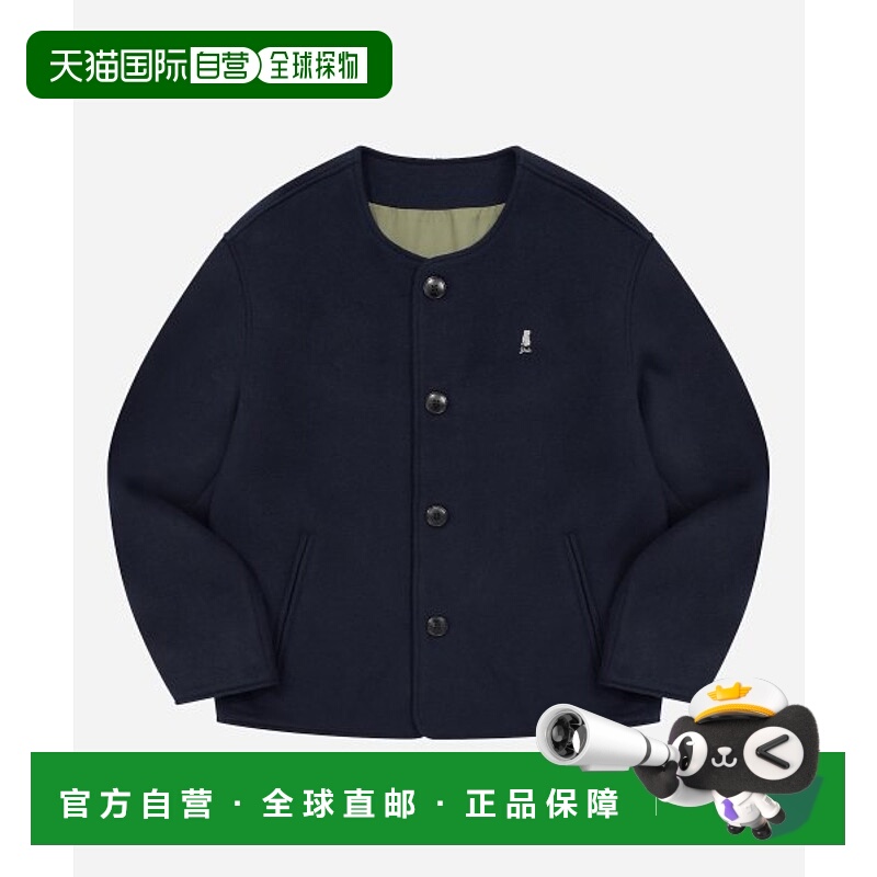 韩国直邮YALE WOOL 4 BUTTON COLLARLESS JACKET NAVY夹克YD09JK7