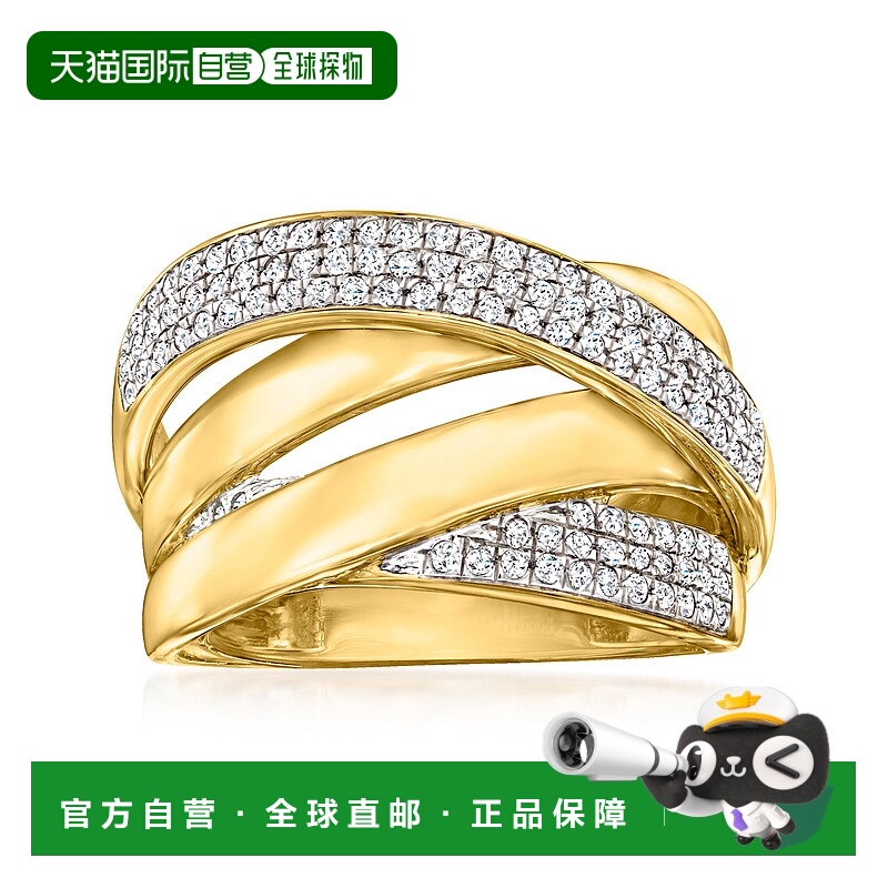 自营 Ross-Simons 钻石公路戒指 18 克拉 925 金镀在纯银上 - 白