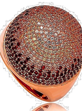 自营 Suzy Levian 玫瑰金色纯银方晶锆石圆顶戒指 - 粉红色 美国