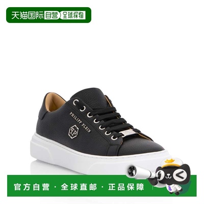 自营philipp pleinLeather Lo-Top Sneakers Hexagon - black 美