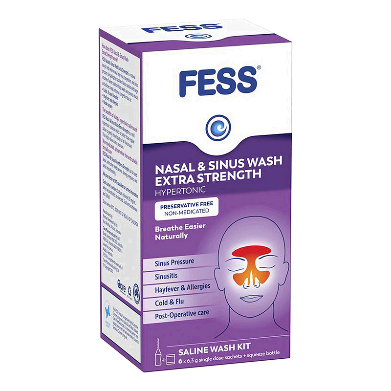 澳大利亚直邮Fess 高渗透压鼻炎通鼻洗鼻器套装（含6包清洗盐）