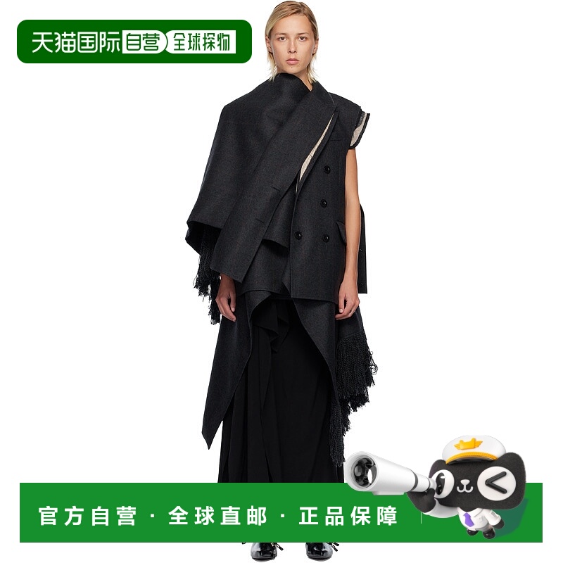 1h可退 香港直邮潮奢 Sacai 女士 灰色 Double-Faced Plaid Melto