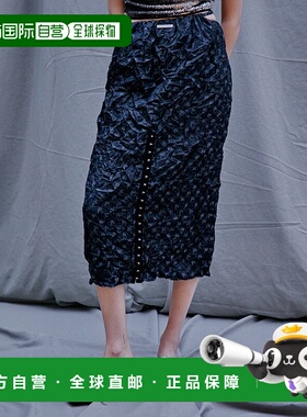 1h可退 日本直邮PRANK PROJECT 女士P字母提花洗水褶皱半身裙