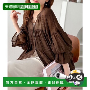 日本直邮Classical Elf 前后2way透明感长袖褶边衬衫 [C04519EW01