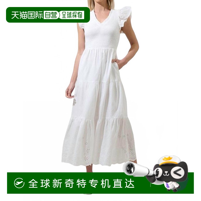自营 sugarlipsAleah Sunfire白色分层迷笛连衣裙【美国奥莱】直