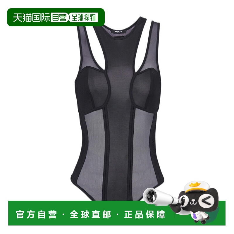 香港直邮Balmain 镂空薄纱性感吊带连体衣 AF0BA185MC18