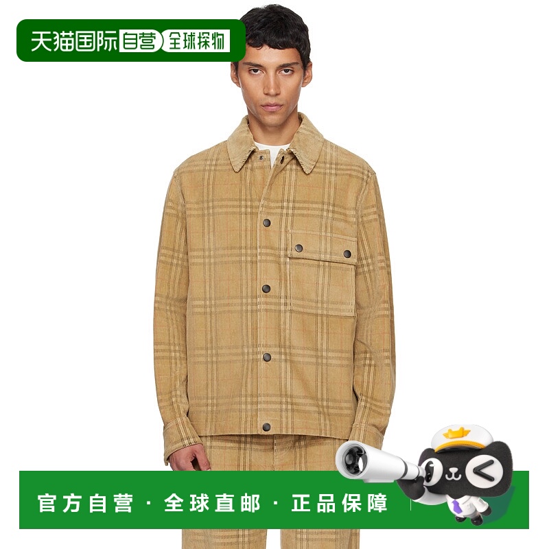 香港直邮潮奢 Burberry 巴宝莉 男士 驼色 Check Corduroy 衬衫 8