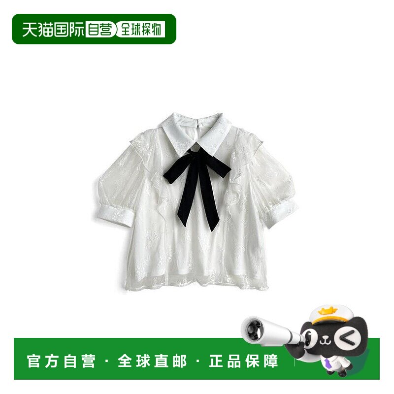 日本直邮日潮 GRL 蝴蝶结蕾丝荷叶边泡泡袖衬衫  TG833