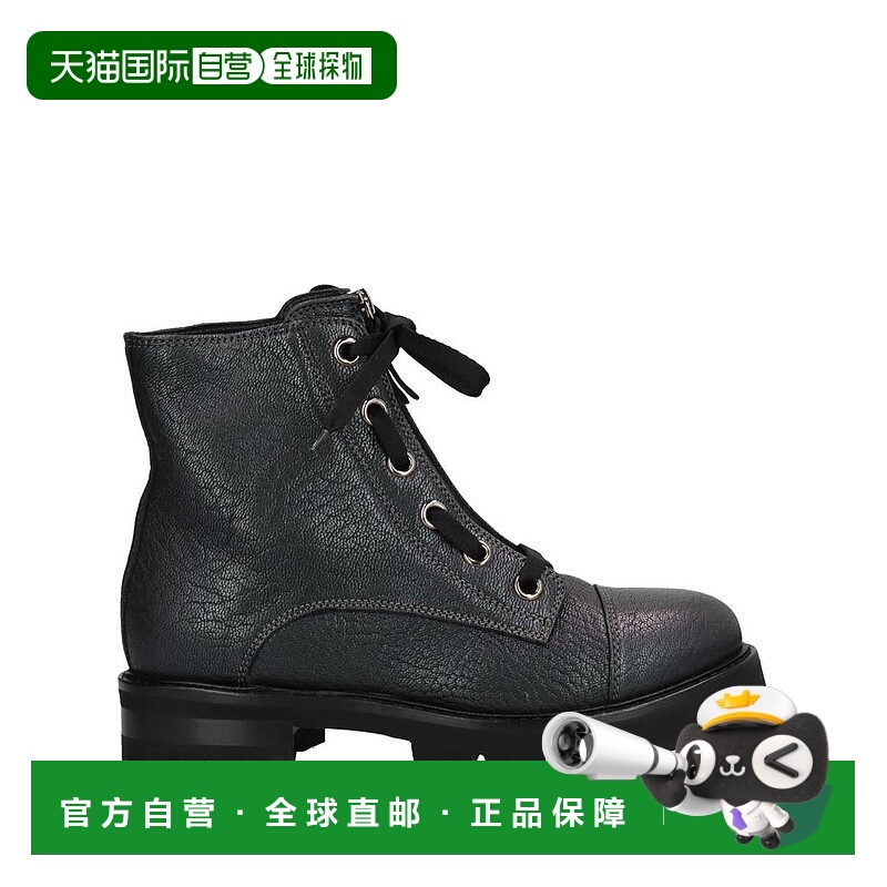 1h可退 【美国直邮】AGL女士短筒靴子圆头方跟系带拉链真皮纯色潮