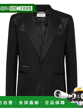 自营philipp pleinLurex Blazer Lord修身运动衫-黑色 美国奥莱直