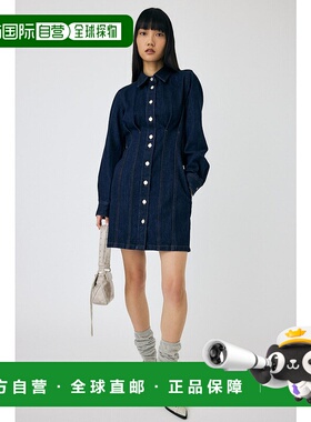 日本直邮MOUSSY WAIST TUCK 迷你连衣裙 [MO1164EW035480] 蓝色