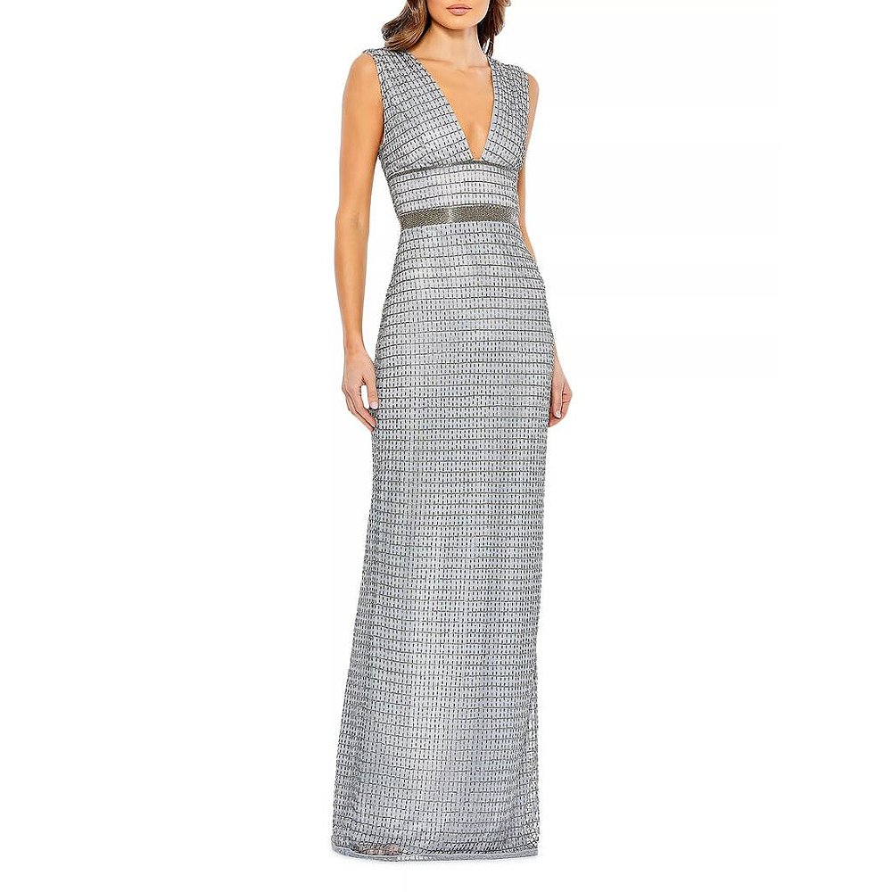 美国直邮MAC DUGGAL女士连衣裙 V领无袖 修身时尚 优雅自然女装