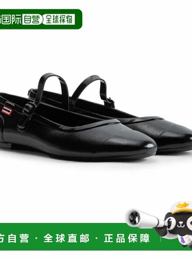 日本直邮Hunter Refined Mary Jane 扣式芭蕾舞鞋（亮黑色）(WFF1