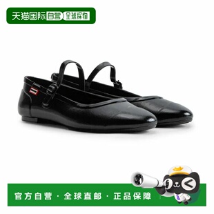 日本直邮Hunter Refined Mary Jane 扣式芭蕾舞鞋(亮黑色)(WFF1