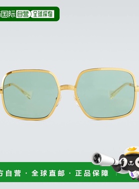 1h可退 香港直邮潮奢 Gucci 古驰 男士 方形框金属太阳眼镜 00091