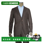 棕色 自营 Isaia双细条纹羊毛西装 美国奥莱直发