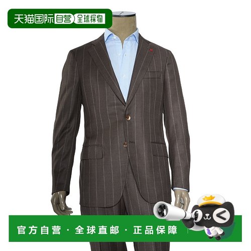 自营 Isaia双细条纹羊毛西装-棕色 美国奥莱直发