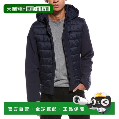 自营Kenneth Cole Mixed Media Bomber Jacket - blue 美国奥莱直