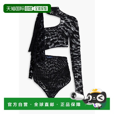 香港直邮Mugler 穆勒 女士 剪口植绒弹力薄纱连体衣 23W1BO020459