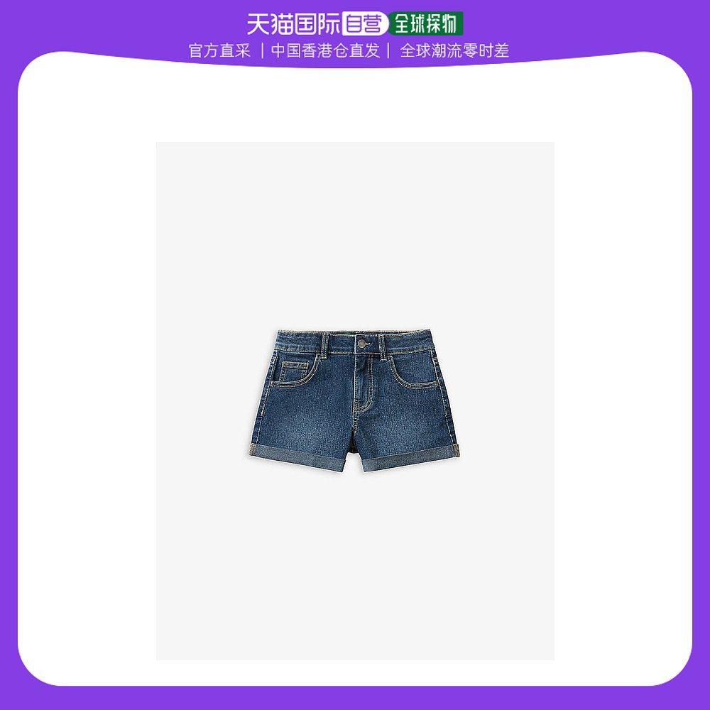 香港直邮潮奢 benetton 女童折叠裤脚弹力牛仔短裤 6-14 岁童装