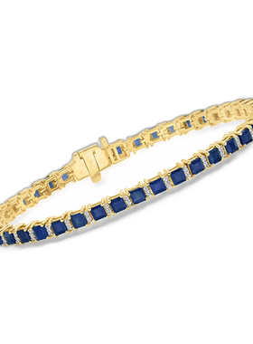 自营 ross-simons罗斯-西蒙斯蓝宝石和 . 18kt 金钻石网球手链 -