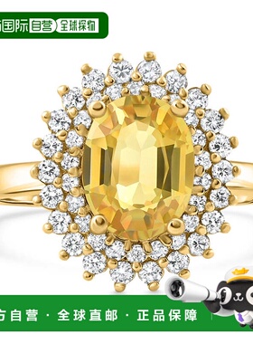 自营pompeii32.93Ct Yellow Sapphire Diamond Ring Gold Lab Gro