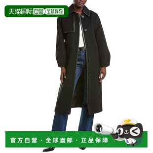 自营Mackage Zeva Leather-Trim Wool Trench Coat - black 美国