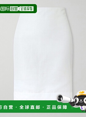 1h可退 香港直邮magda butrym 女士 蕾丝边棉麻混纺迷你半身裙 17