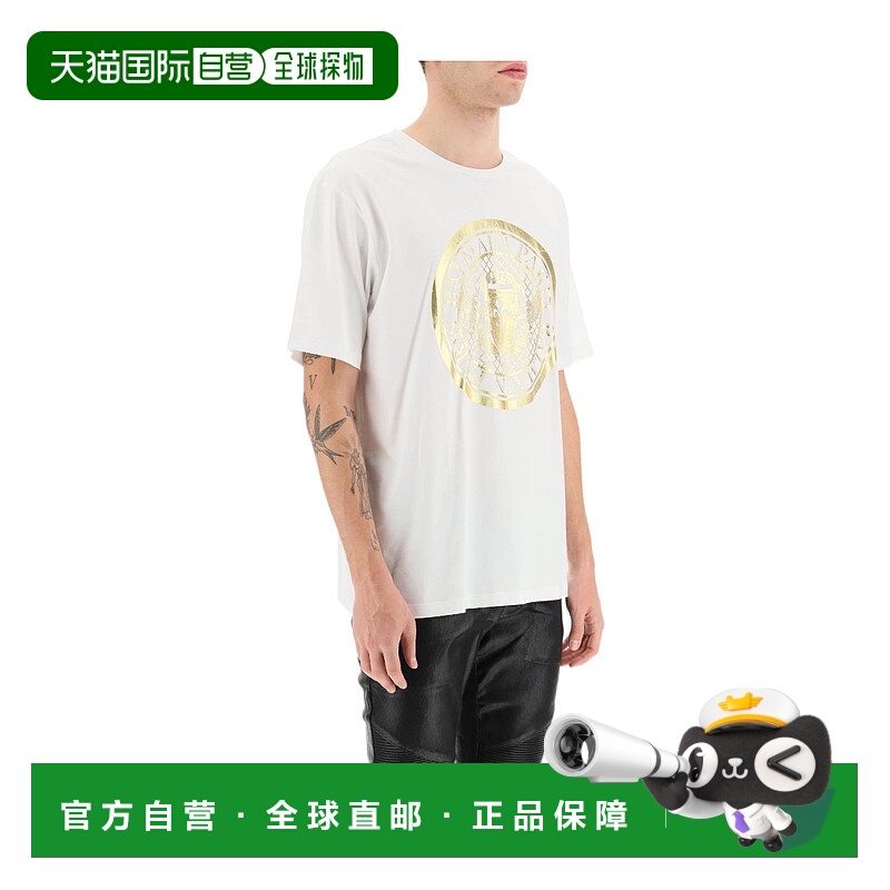 香港直邮Balmain 徽标设计男装短袖T恤 AH1EG000BC05