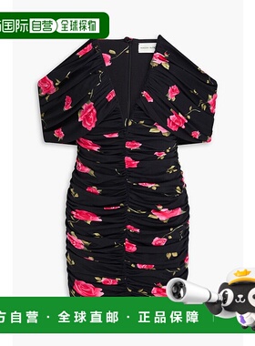 1h可退 香港直邮magda butrym 女士 露肩褶皱印花针织迷你连衣裙