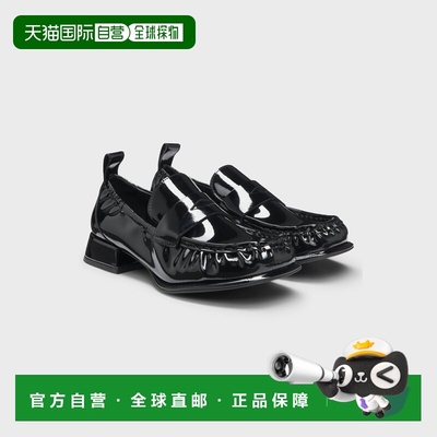 自营欧洲直邮Hugo Boss 女士黑色聚氨酯套穿式莫卡辛鞋