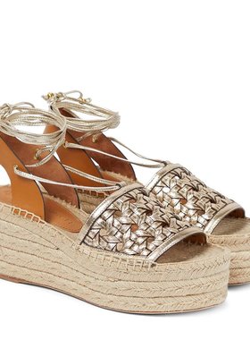 Tory Burch 托里·伯奇 女士 皮质防水台麻底鞋 000693