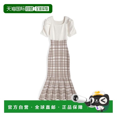 日本直邮日潮 GRL格纹拼接美人鱼针织连衣裙 kz632格子鱼尾裙