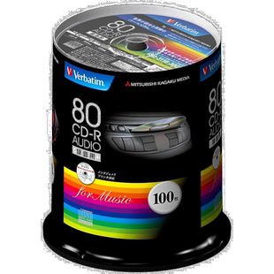 【日本直邮】Verbatim音乐光盘CD-R 80MINS 100张 48倍速度MUR80F