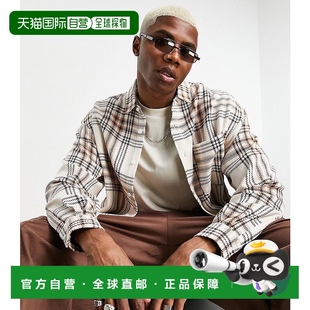 香港直邮潮奢 男士 1h可退 ASOS 中性斜纹布格纹衬 90s 设计宽松款